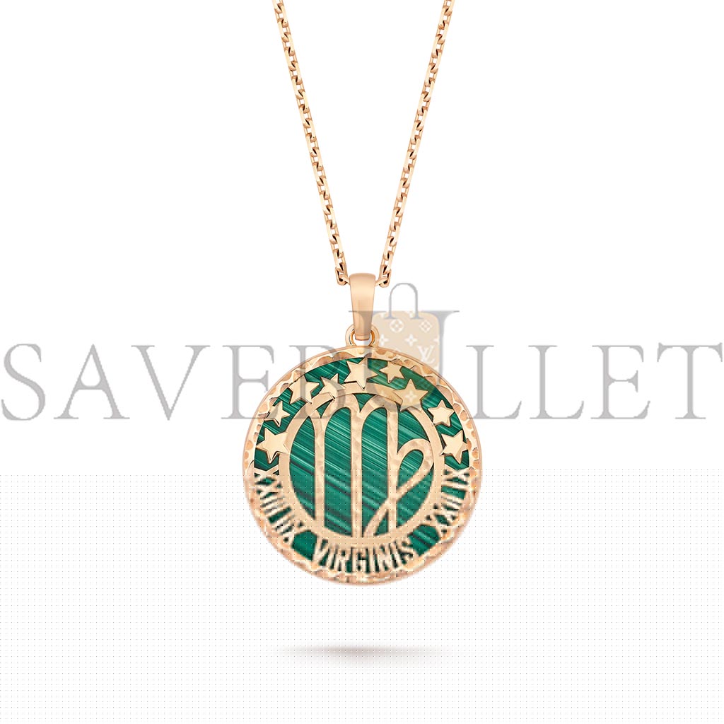 V*N CL*F arpels zodiaque long necklace virginis (virgo) - rose gold, malachite  vcarp9rb00